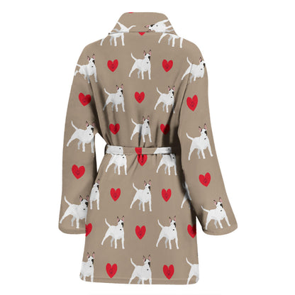 Bull Terriers Pattern Print Design 01 Women Bathrobe