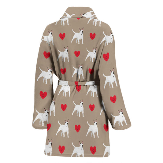Bull Terriers Pattern Print Design 01 Women Bathrobe