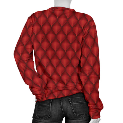 Dragons Red Skin Texture Women Long Sleeve Sweatshirt