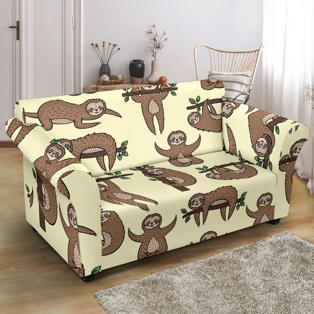 Sloth Print Design LKS3010 Loveseat Couch Slipcover