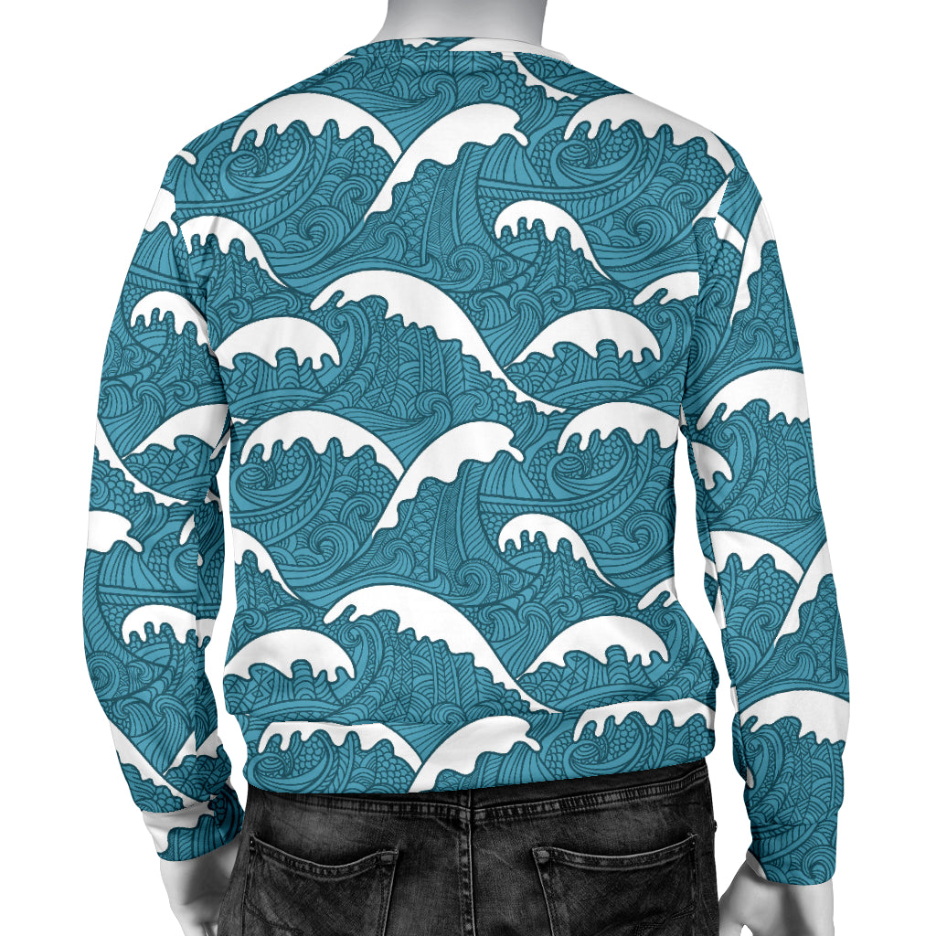 Surf Wave Tribal Design Men Long Sleeve Sweatshirt