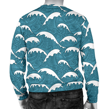 Surf Wave Tribal Design Men Long Sleeve Sweatshirt
