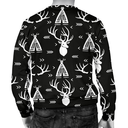 Deer Native Indian Print Pattern Men Long Sleeve Sweatshirt