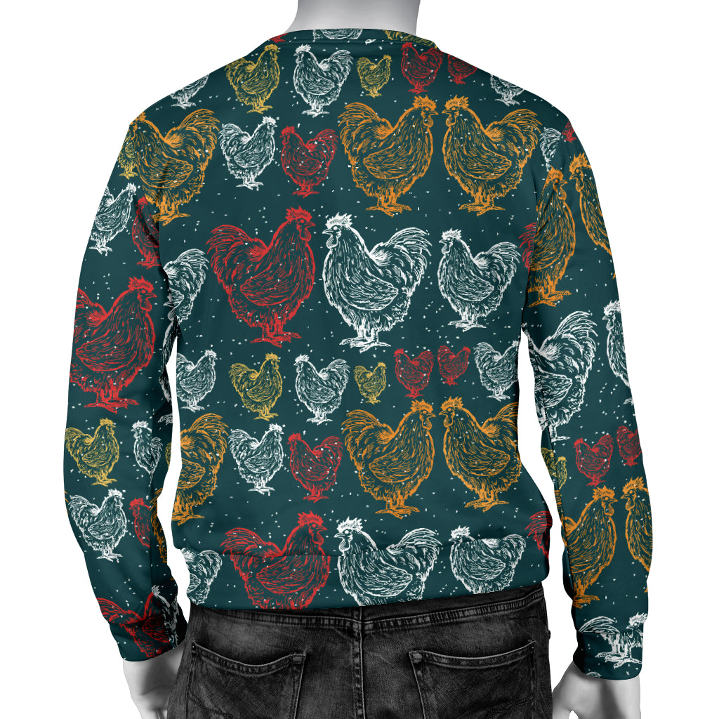 Rooster Hand Draw Design Men Long Sleeve Sweatshirt