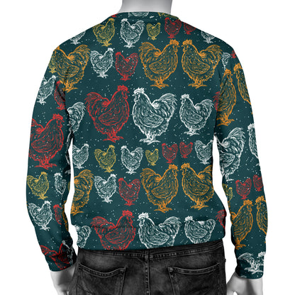 Rooster Hand Draw Design Men Long Sleeve Sweatshirt