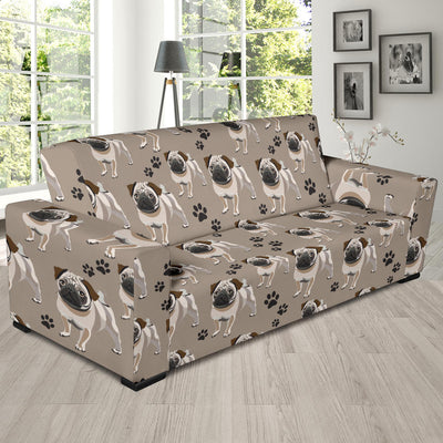 Pug Pattern Print Design A04 Sofa Slipcover