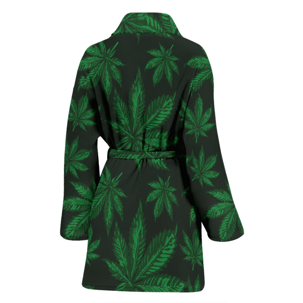 Pot Leaf Pattern Print Design A04 Women Bathrobe
