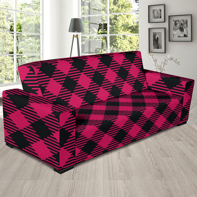 Buffalo check Pink Pattern Print Design 01 Sofa Slipcover