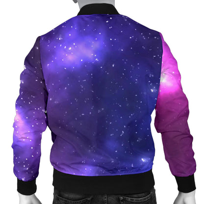 Celestial Purple Blue Galaxy Men Bomber Jacket