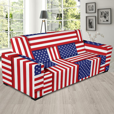 Patriotic US Flag Pattern Print Design A01 Sofa Slipcover