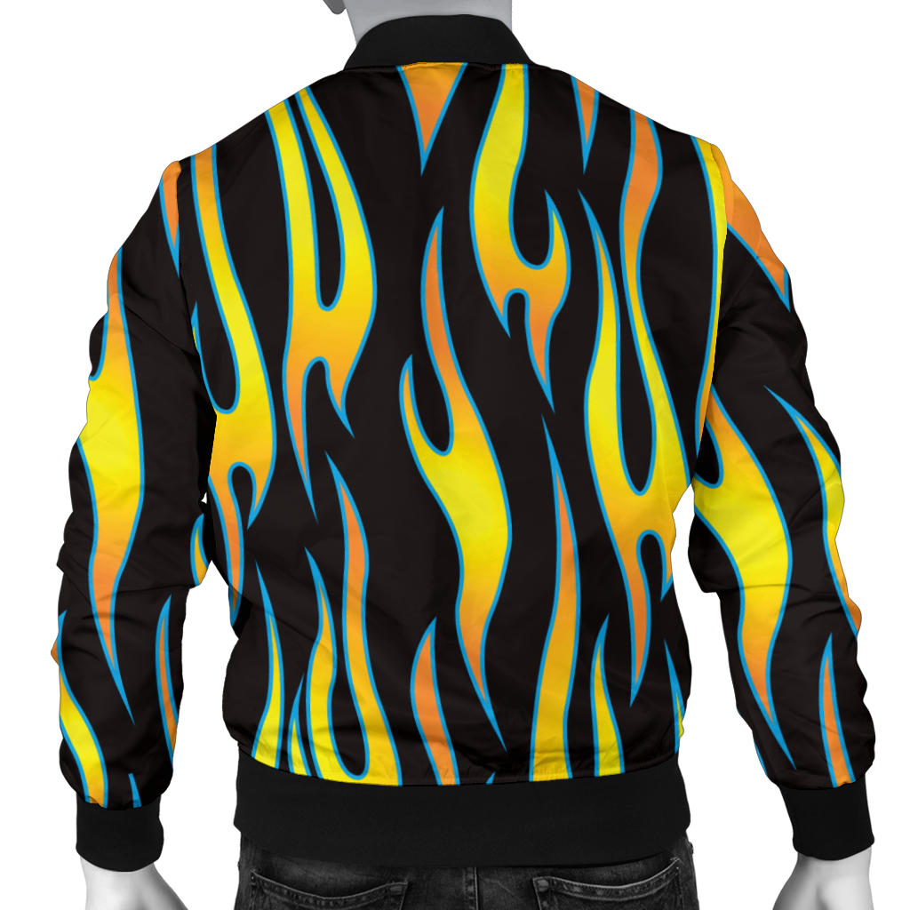 Flame Fire Yellow Pattern Men Bomber Jacket