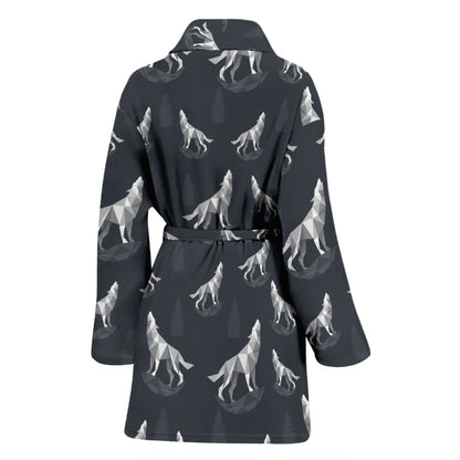 Wolf Print Design LKS303 Women Bathrobe