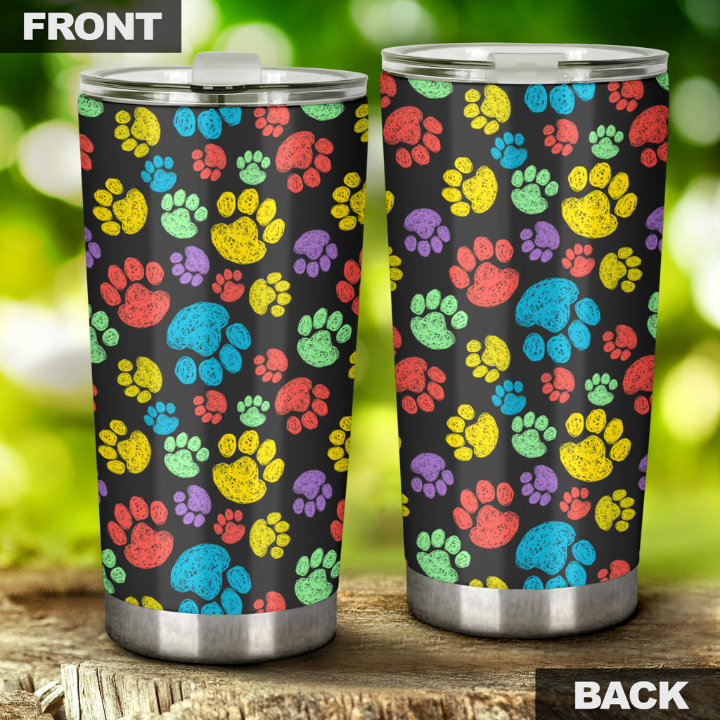 Paw Colorful Print Tumbler