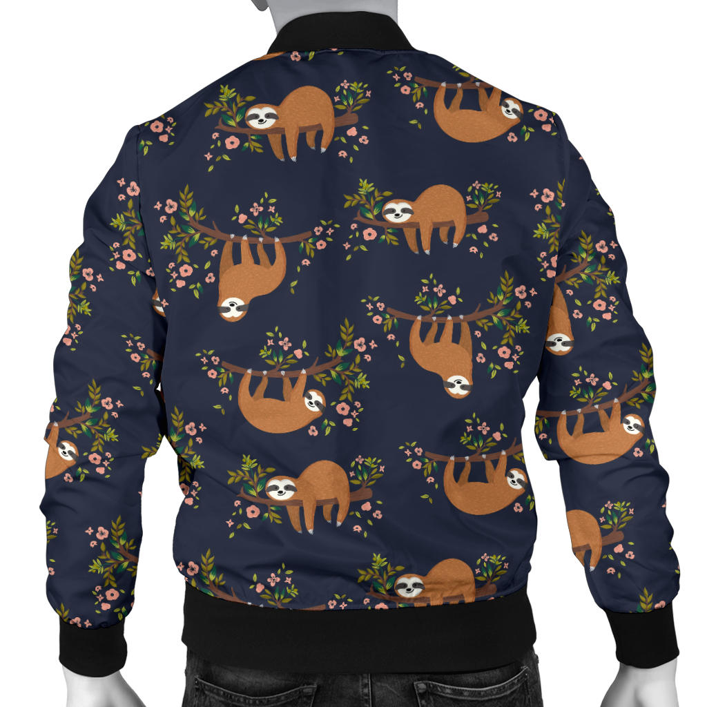 Sloth flower Design Themed Print Men Bomber Jacket