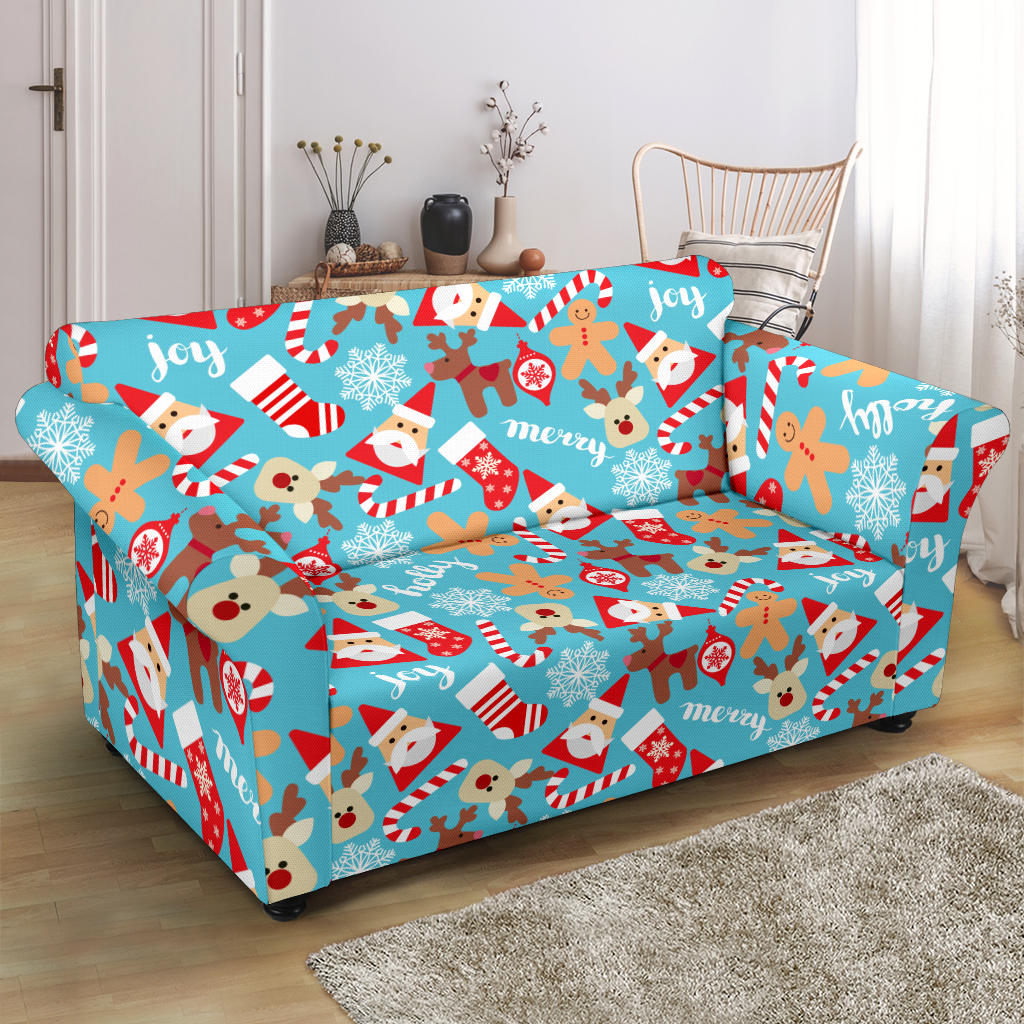 Santa Christmas Themed Print Design LKS306 Loveseat Couch Slipcover