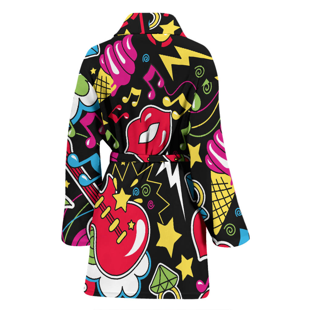 Pop Art Pattern Print Design A04 Women Bathrobe