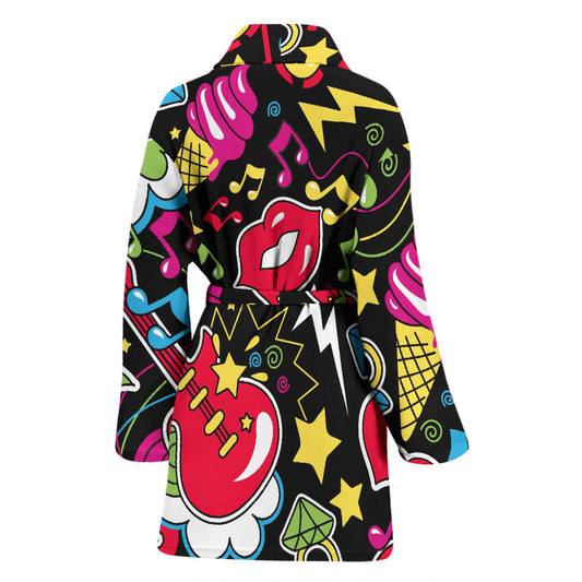 Pop Art Pattern Print Design A04 Women Bathrobe