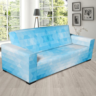 Geometric Blue Pattern Print Design 01 Sofa Slipcover