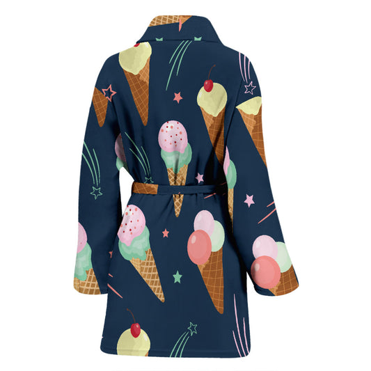 Ice Cream Pattern Print Design 04 Women Bathrobe