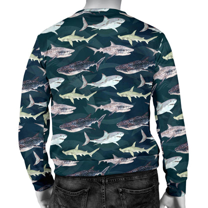 Shark Pattern Print Men Long Sleeve Sweatshirt