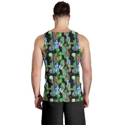 Cactus Watercolor Style Print Men Tank Top