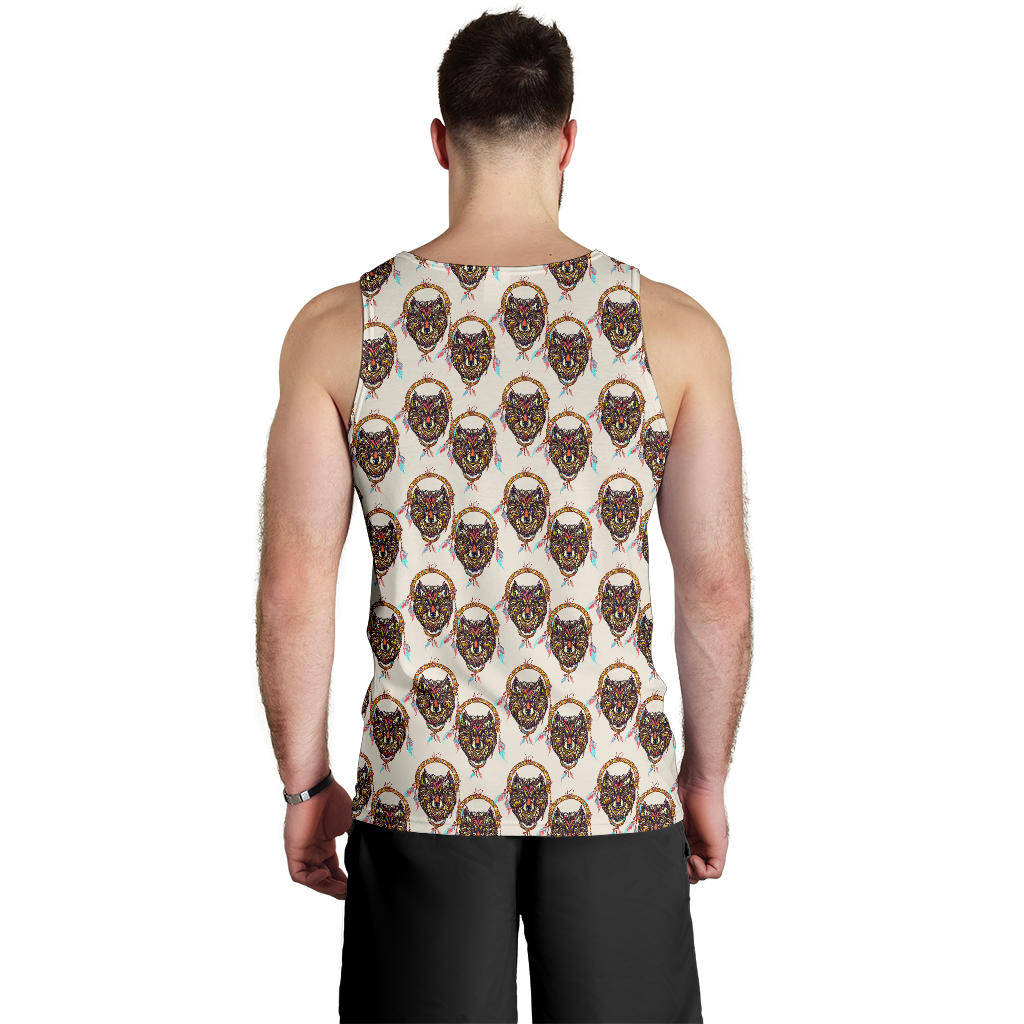 Wolf Tribal Dream Catcher Design Print Men Tank Top