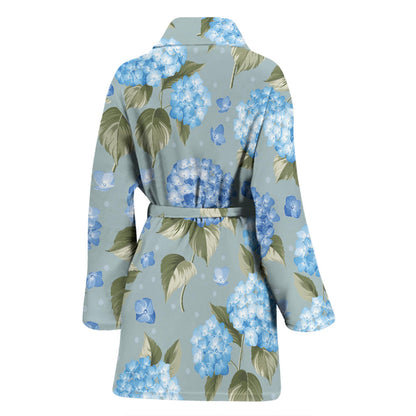 Hydrangea Pattern Print Design 01 Women Bathrobe