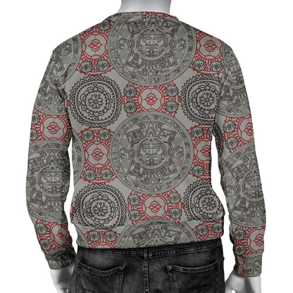Calendar Aztec Style Print Pattern Men Long Sleeve Sweatshirt