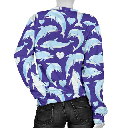 Dolphin Smile Print Pattern Women Long Sleeve Sweatshirt