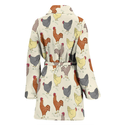 Chicken Pattern Print Design 05 Women Bathrobe