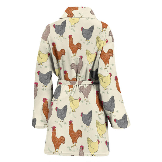 Chicken Pattern Print Design 05 Women Bathrobe