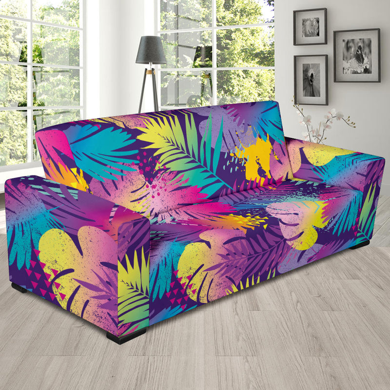 Palm Leaf Pattern Print Design A04 Sofa Slipcover