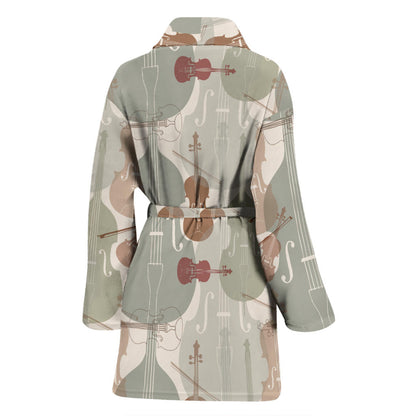 Violin Pattern Print Design 01 Women Bathrobe