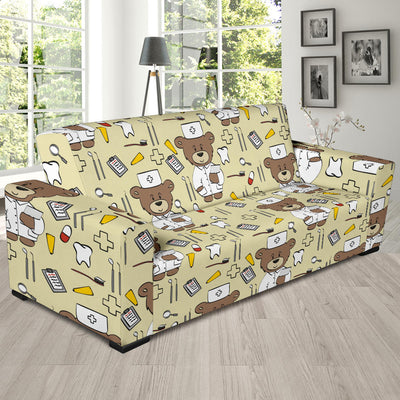 Nurse Bear Pattern Print Design A02 Sofa Slipcover