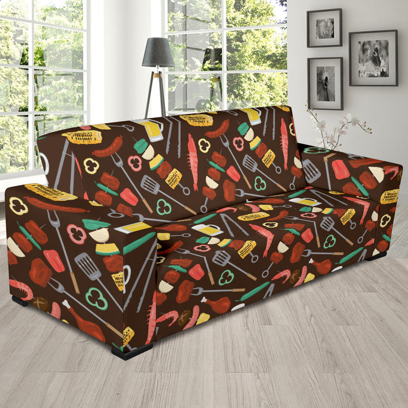 Barbecue Pattern Print Design 05 Sofa Slipcover