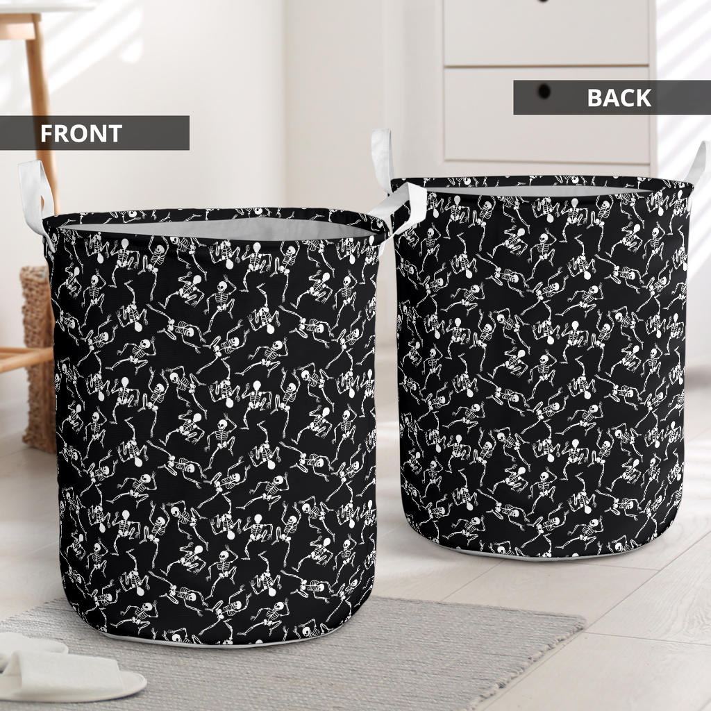 Skeleton Style Print Laundry Basket