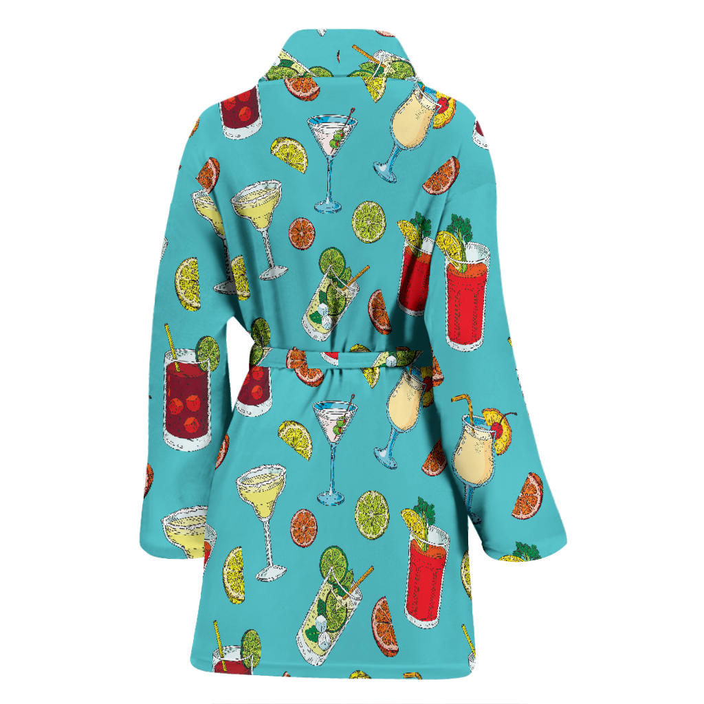 Cocktail Pattern Print Design 05 Women Bathrobe