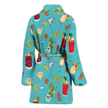 Cocktail Pattern Print Design 05 Women Bathrobe