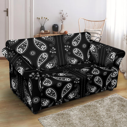 Bandana Paisley Black Print Design LKS308 Loveseat Couch Slipcover