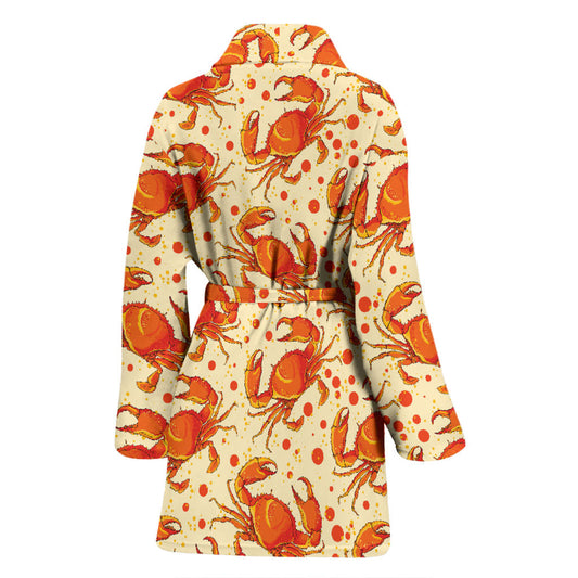 Crab Pattern Print Design 01 Women Bathrobe