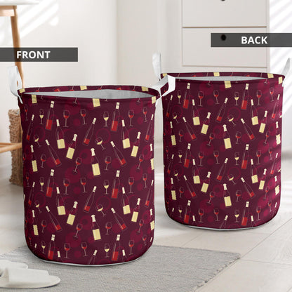 Wine Themed Pattern Print Laundry Basket