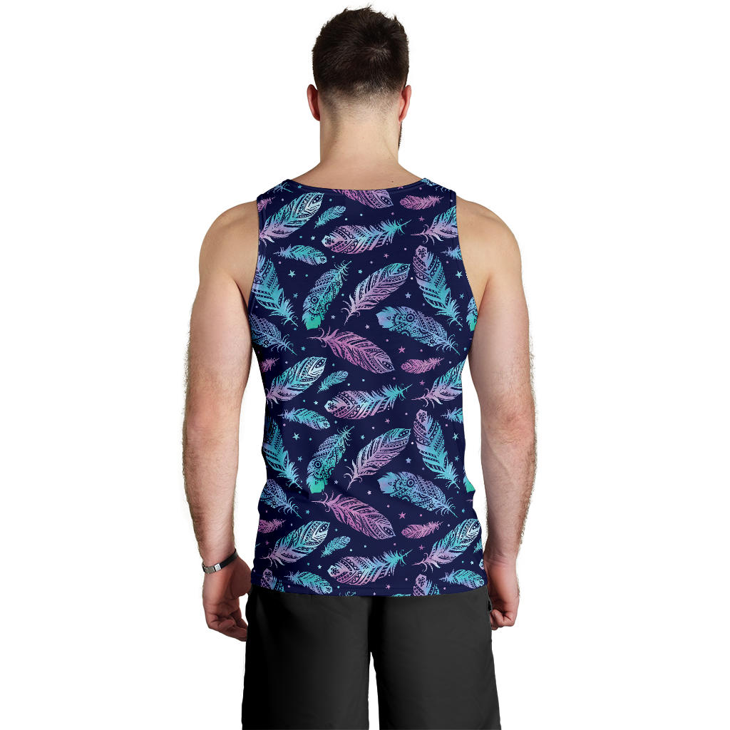 Feather Aztec Design Print Men Tank Top