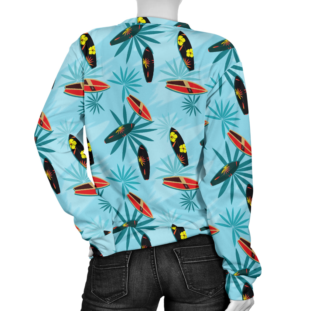 Surfboard Themed Pattern Women Long Sleeve Sweatshirt