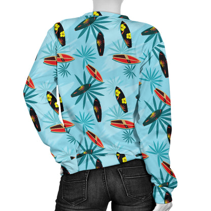 Surfboard Themed Pattern Women Long Sleeve Sweatshirt