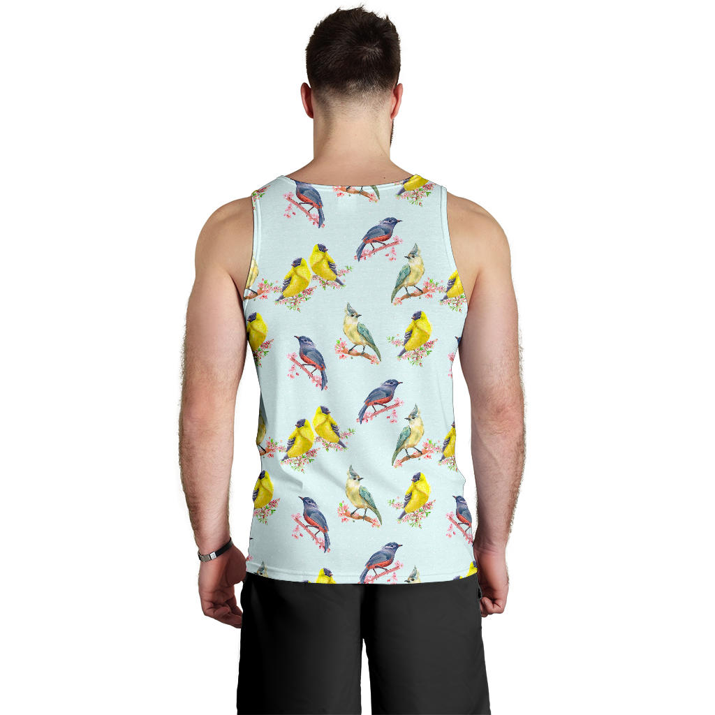 Bird Sweet Themed Print Pattern Men Tank Top
