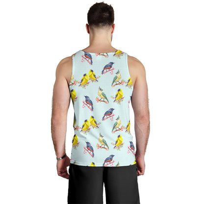Bird Sweet Themed Print Pattern Men Tank Top