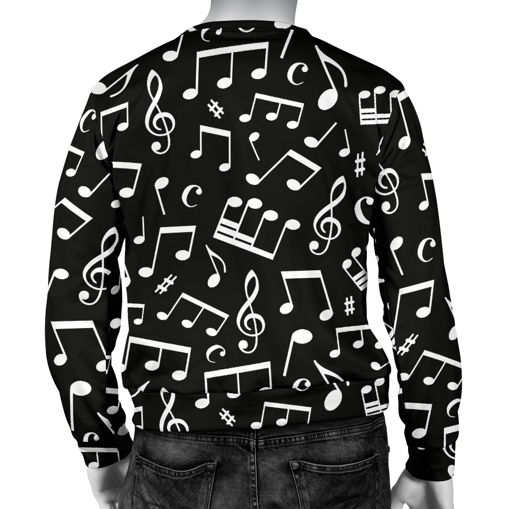 Music Note Black white Themed Print Men Long Sleeve Sweatshirt