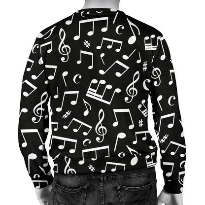 Music Note Black white Themed Print Men Long Sleeve Sweatshirt