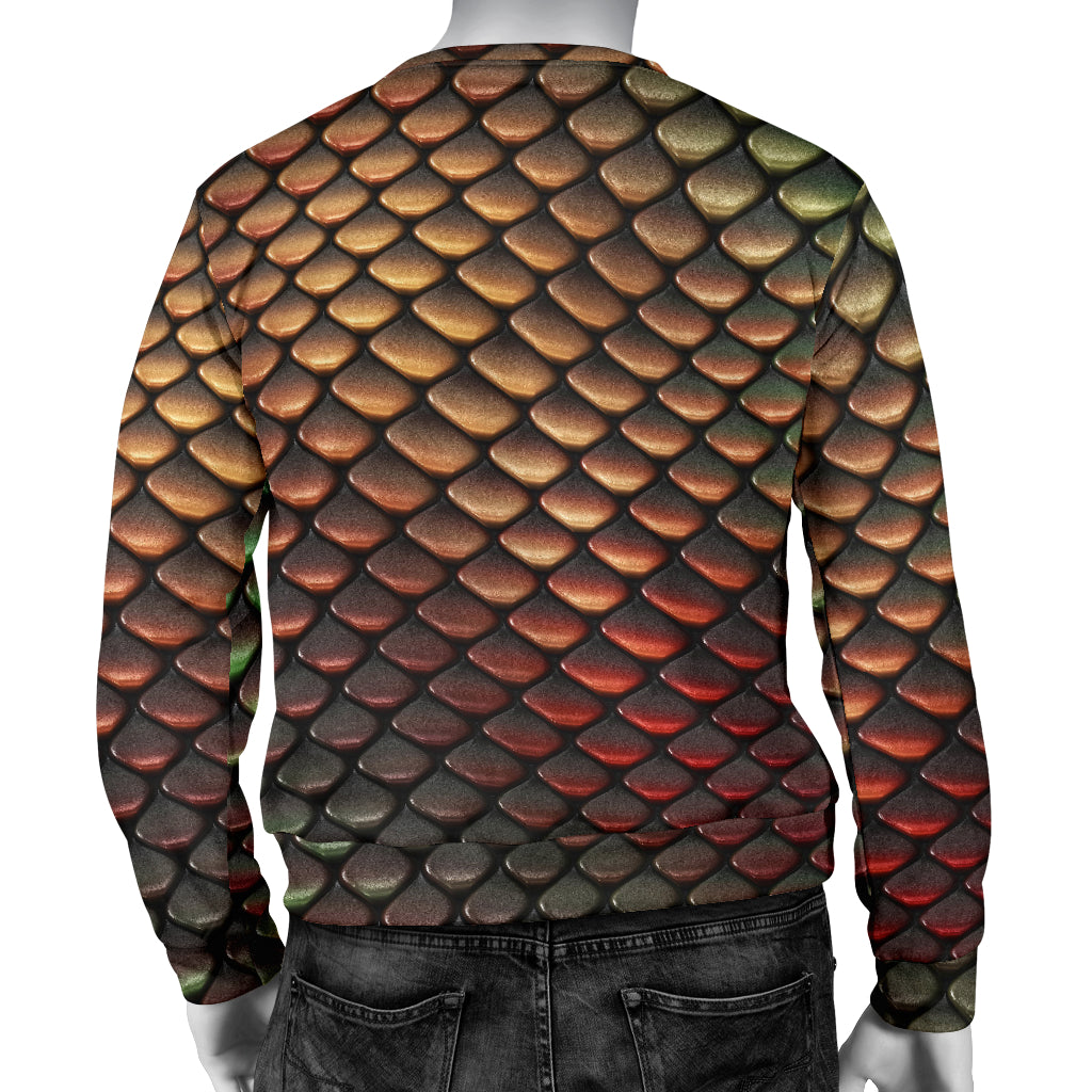 Snake Skin Colorful Print Men Long Sleeve Sweatshirt