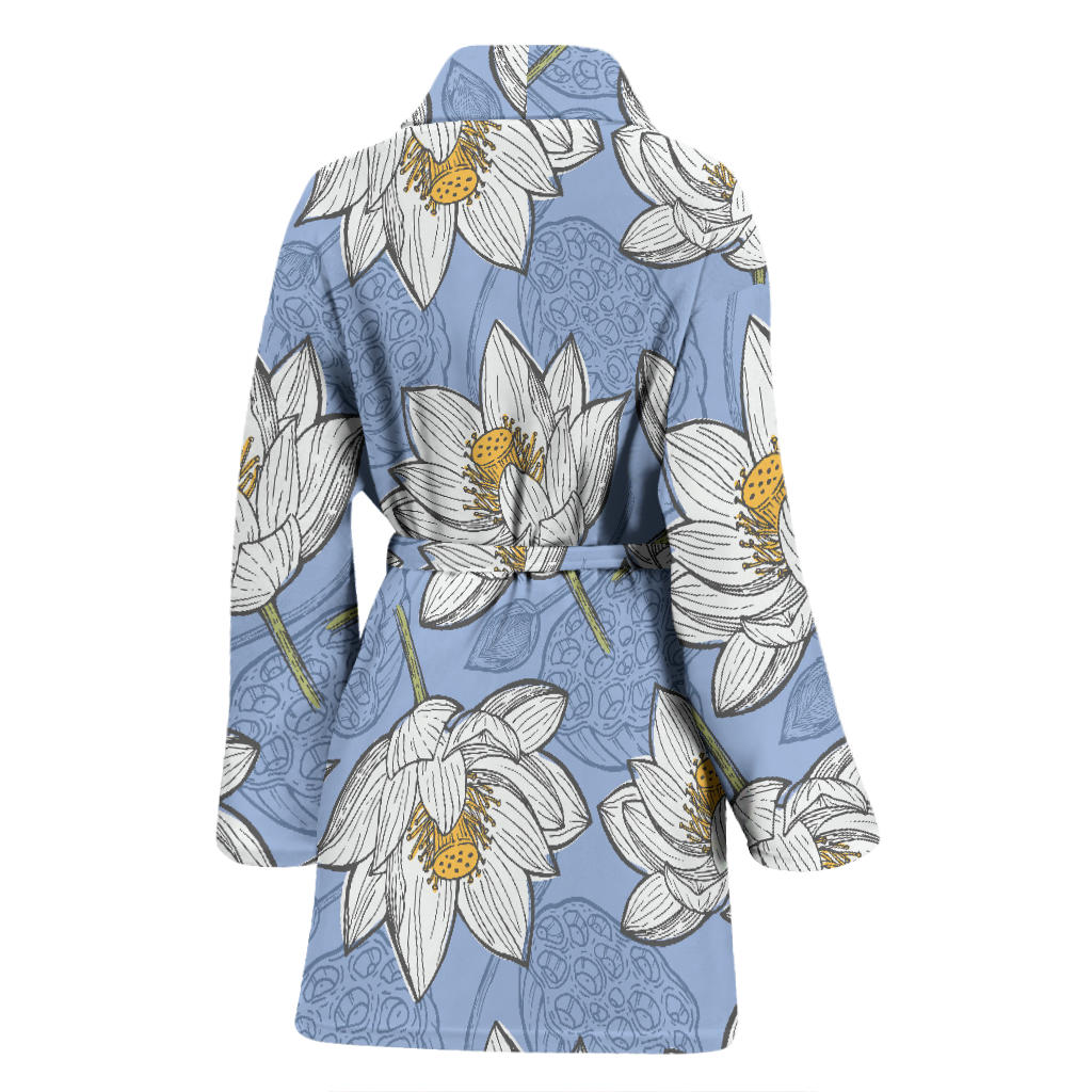Lotus Pattern Print Design 04 Women Bathrobe